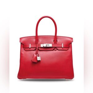 H ROUGE VIF DE COEUR SWIFT LEATHER BIRKIN 25 PHW VERMILLION HORSESHOE LOCK